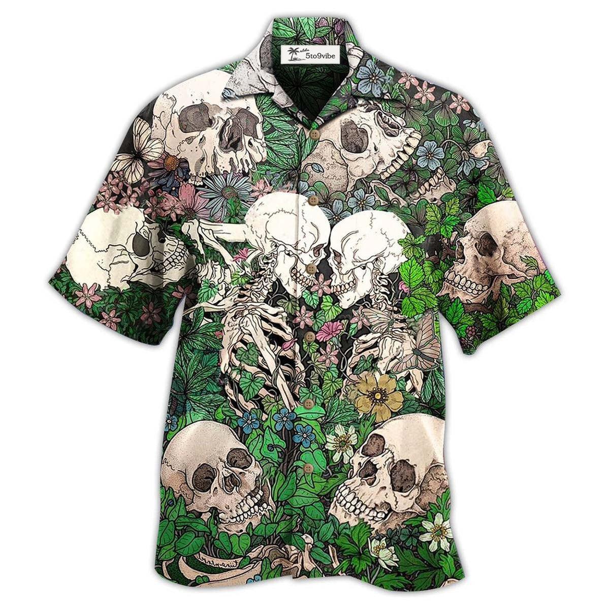 Hawaiian Shirt / Adults / S Skull Couple Kiss - Hawaiian Shirt 