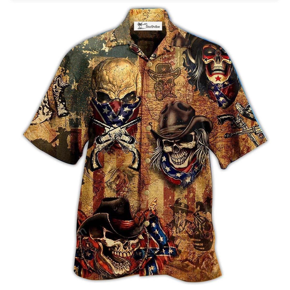 Hawaiian Shirt / Adults / S Cowboy Skull America Vintage Style - Hawaiian Shirt 