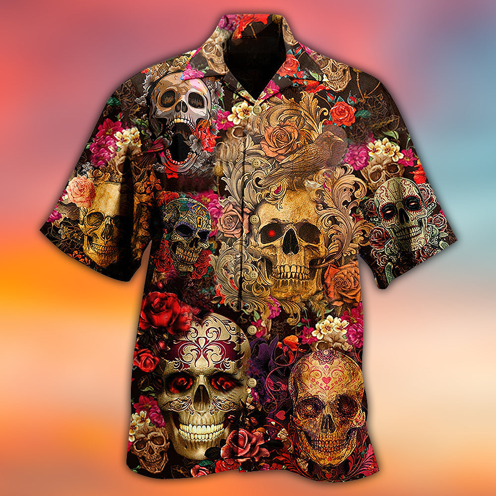 Skull Day Of The Dead Floral - Hawaiian Shirt 