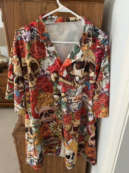 Skull Day Of The Dead Flower Skull - Hawaiian Shirt 
