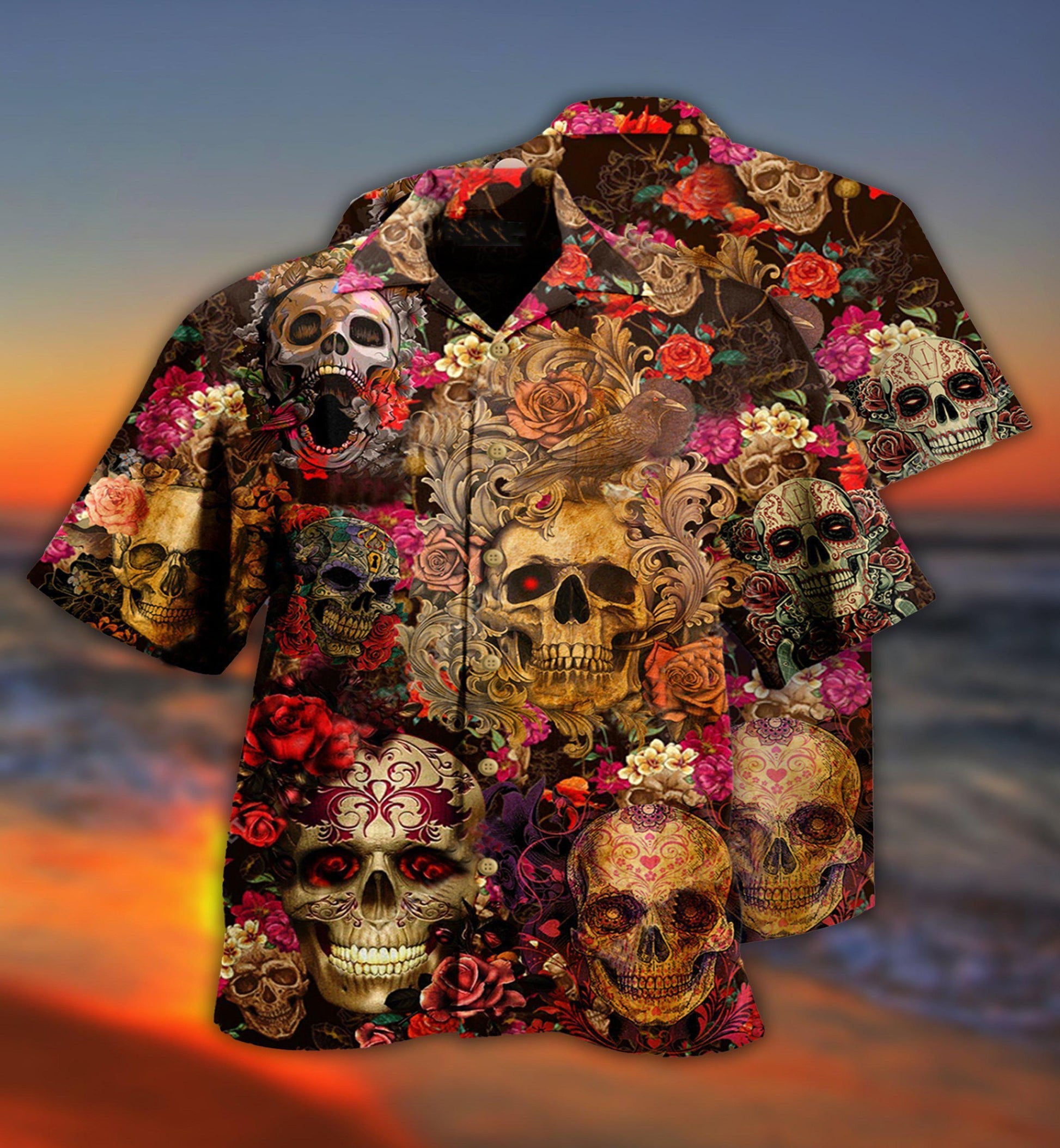 Skull Day Of The Dead Floral - Hawaiian Shirt 