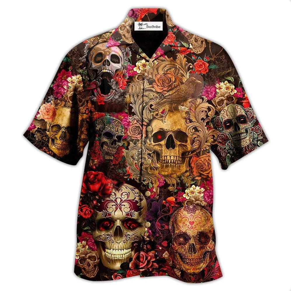 Hawaiian Shirt / Adults / S Skull Day Of The Dead Floral - Hawaiian Shirt 