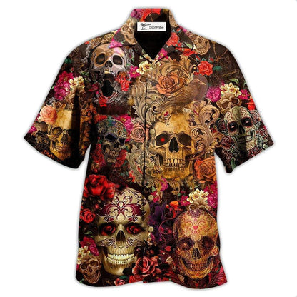 Hawaiian Shirt / Adults / S Skull Day Of The Dead Floral - Hawaiian Shirt 