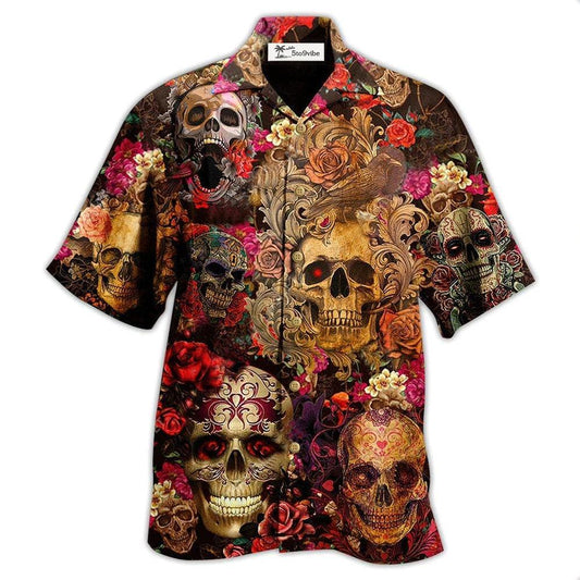 Hawaiian Shirt / Adults / S Skull Day Of The Dead Floral - Hawaiian Shirt 