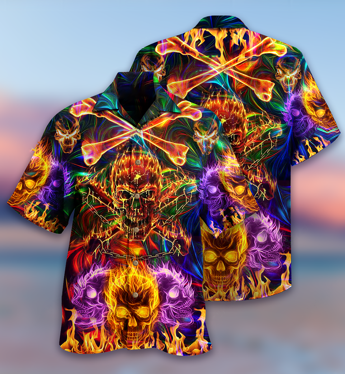 Skull Fire Angry - Hawaiian Shirt 