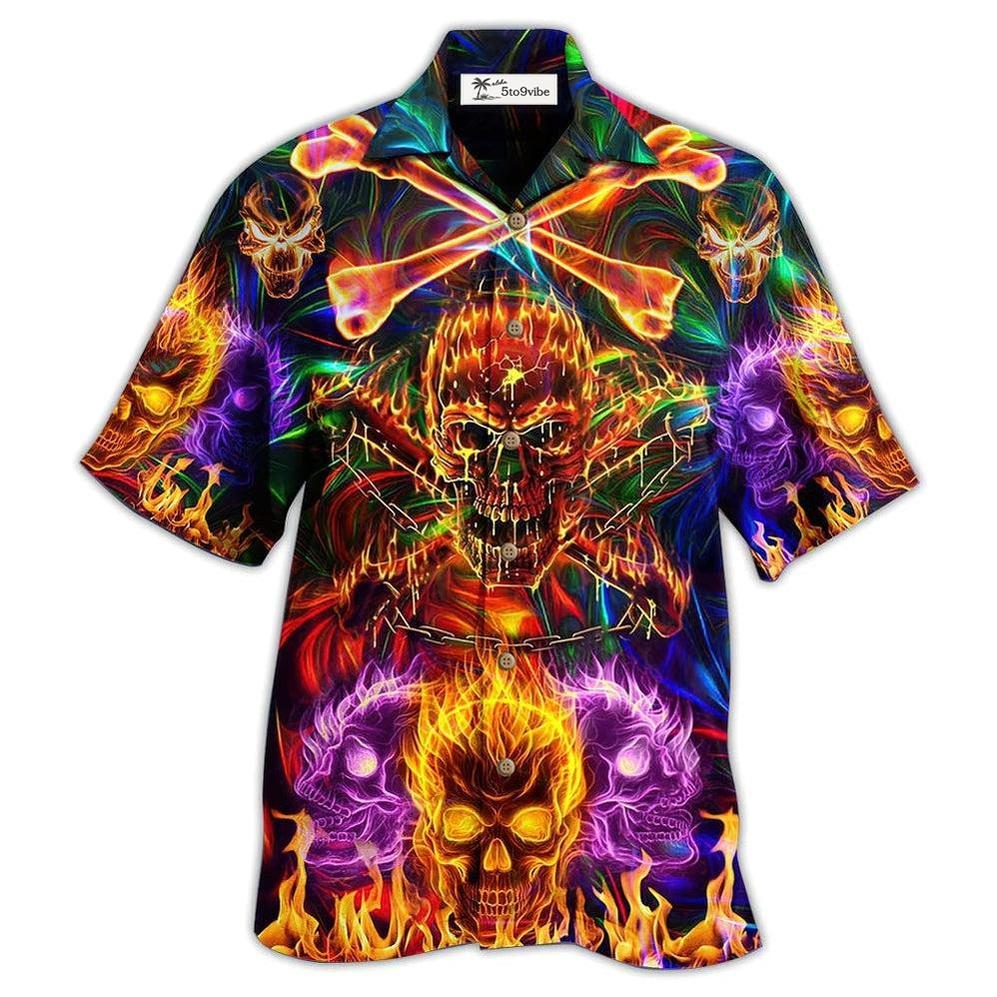 Hawaiian Shirt / Adults / S Skull Fire Angry - Hawaiian Shirt 