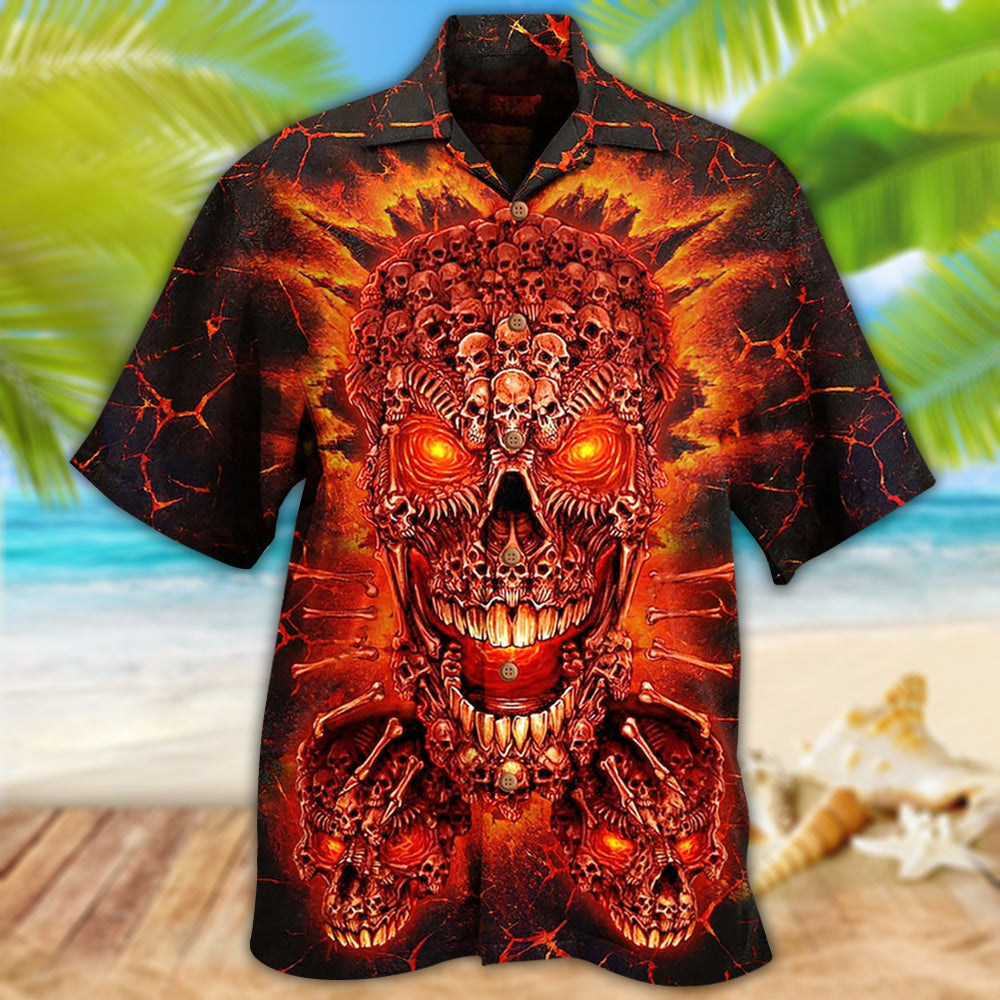 Skull Fire Love Red Smile - Hawaiian Shirt 