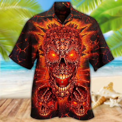 Skull Fire Love Red Smile - Hawaiian Shirt 
