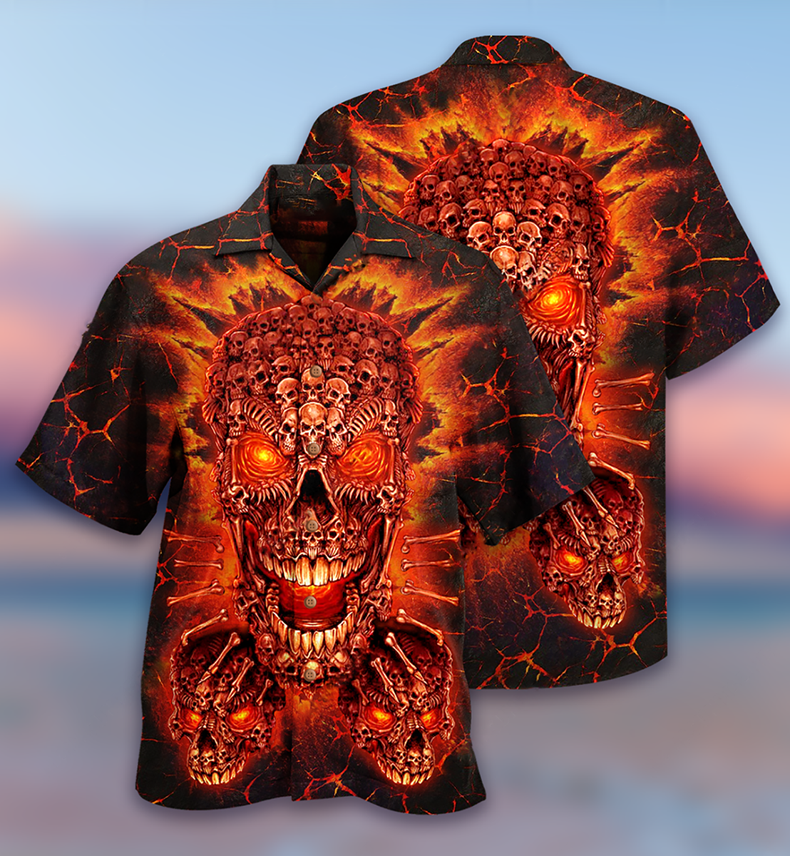 Skull Fire Love Red Smile - Hawaiian Shirt 