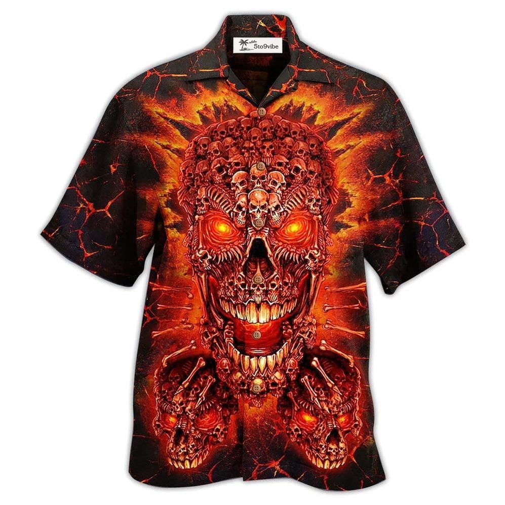Hawaiian Shirt / Adults / S Skull Fire Love Red Smile - Hawaiian Shirt 