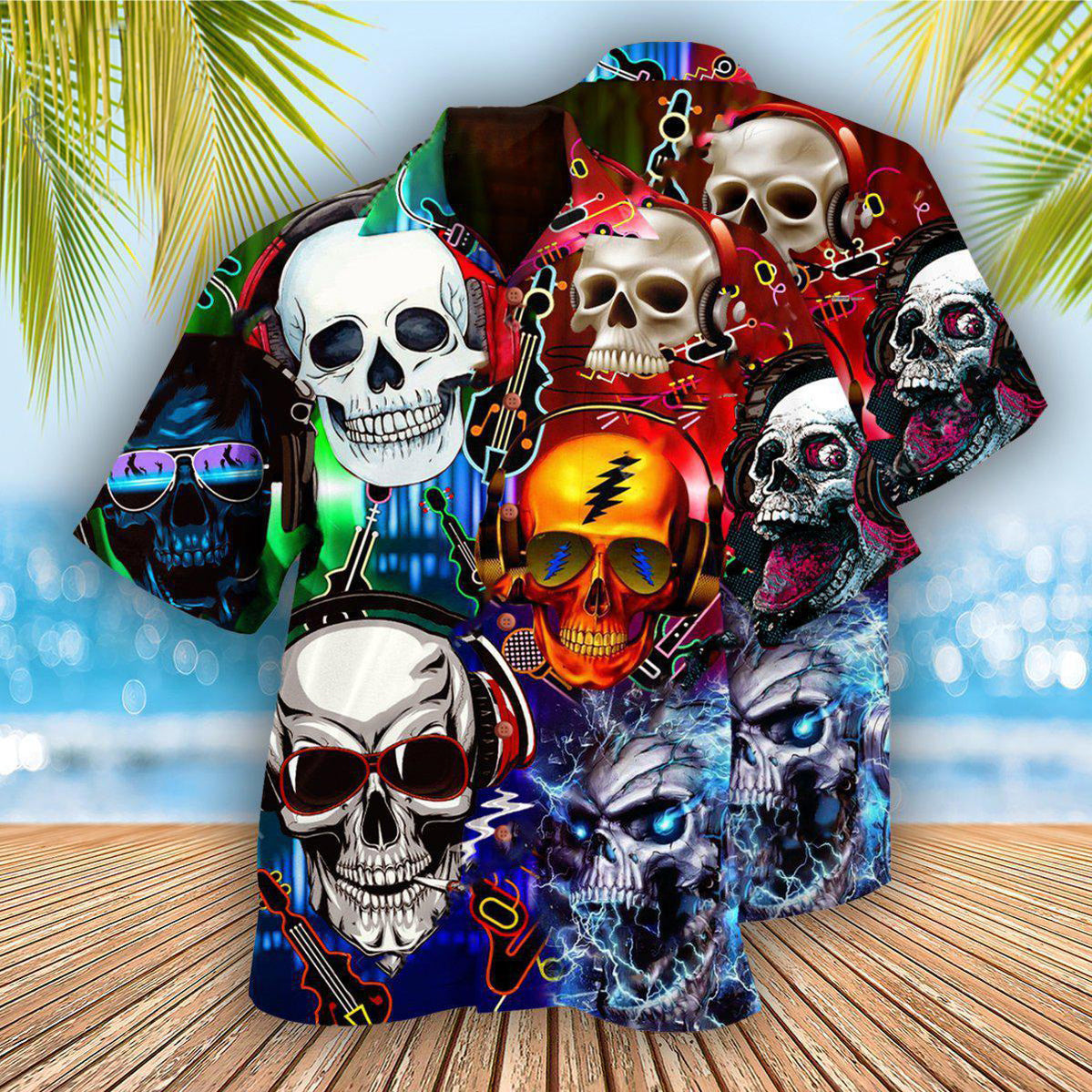 Skull Guitar Lets Get High - Hawaiian Shirt 