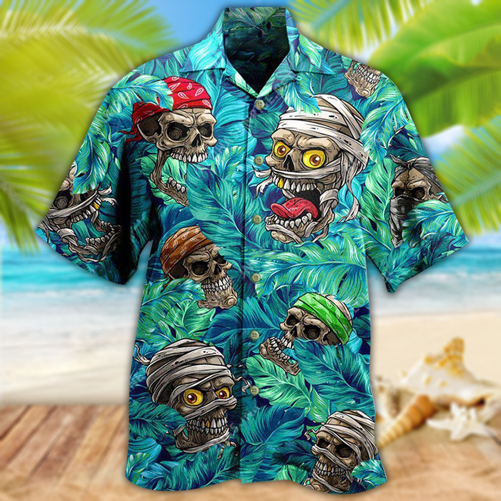 Skull Hide And Seek Tropical Leaf - Hawaiian Shirt 