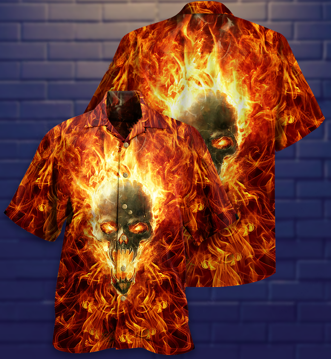 Skull Hot As Hell Psycho As Well - Hawaiian Shirt 