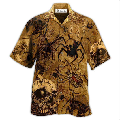 Hawaiian Shirt / Adults / S Skull Im Only Here For The Spiders - Hawaiian Shirt 