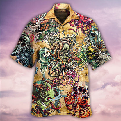 Skull Into The Sea Vintage Classic - Hawaiian Shirt 