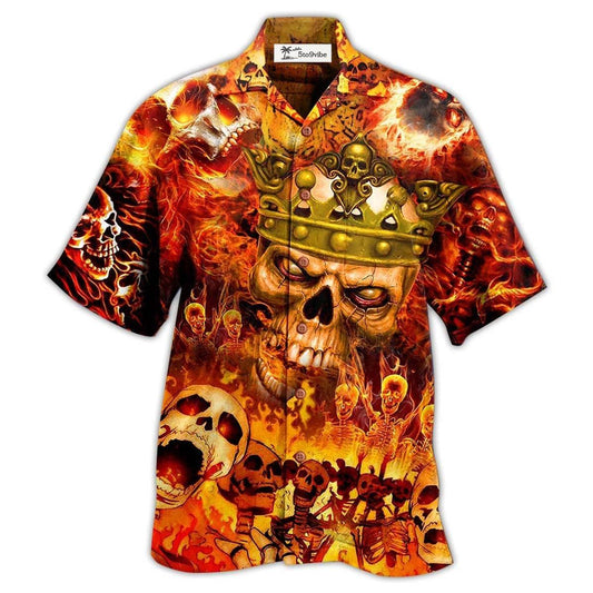 Hawaiian Shirt / Adults / S Skull King On Fire - Hawaiian Shirt 