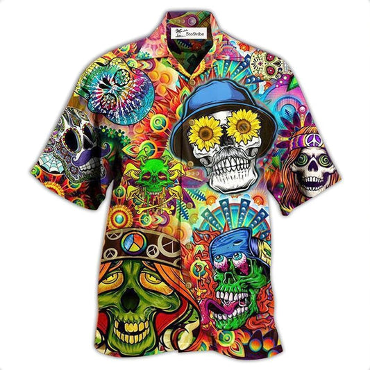 Hawaiian Shirt / Adults / S Hippie Skull Life Style Floral - Hawaiian Shirt 