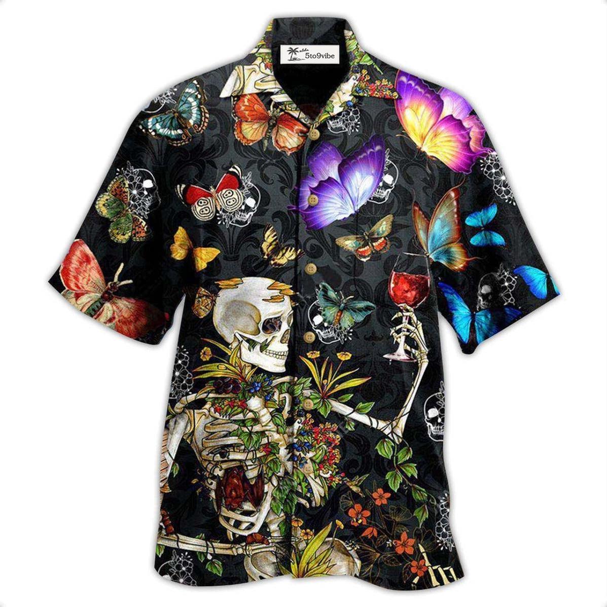 Hawaiian Shirt / Adults / S Skull Love Butterfly Overnight - Hawaiian Shirt 