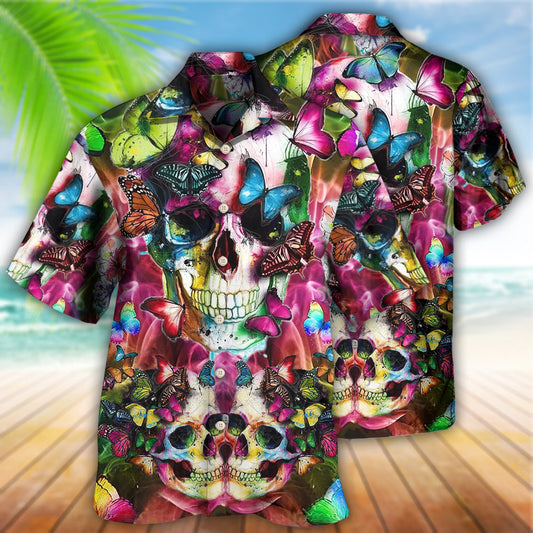 Skull Love Life Cool Floral - Hawaiian Shirt 