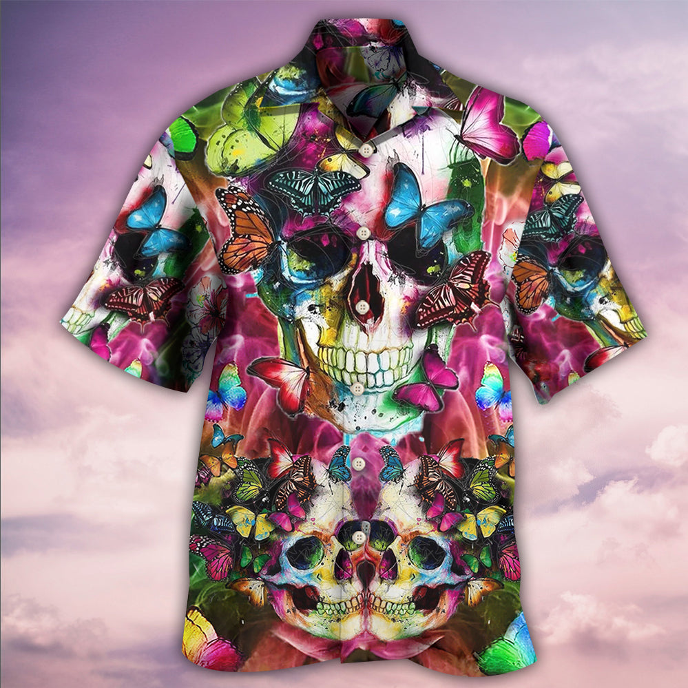 Skull Love Life Cool Floral - Hawaiian Shirt 