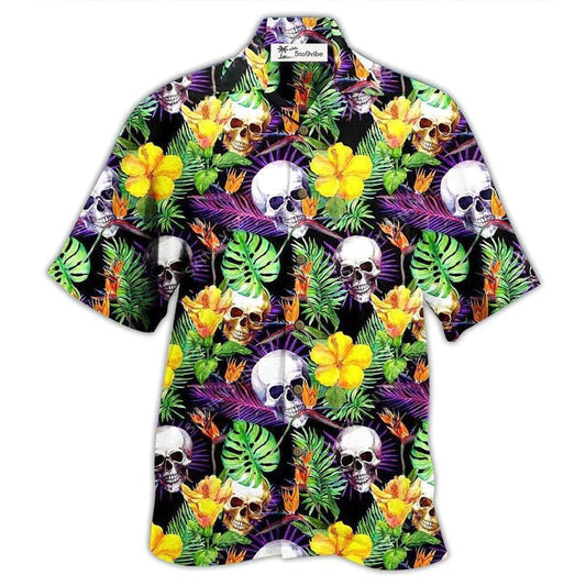 Hawaiian Shirt / Adults / S Skull Love Life Happy - Hawaiian Shirt 