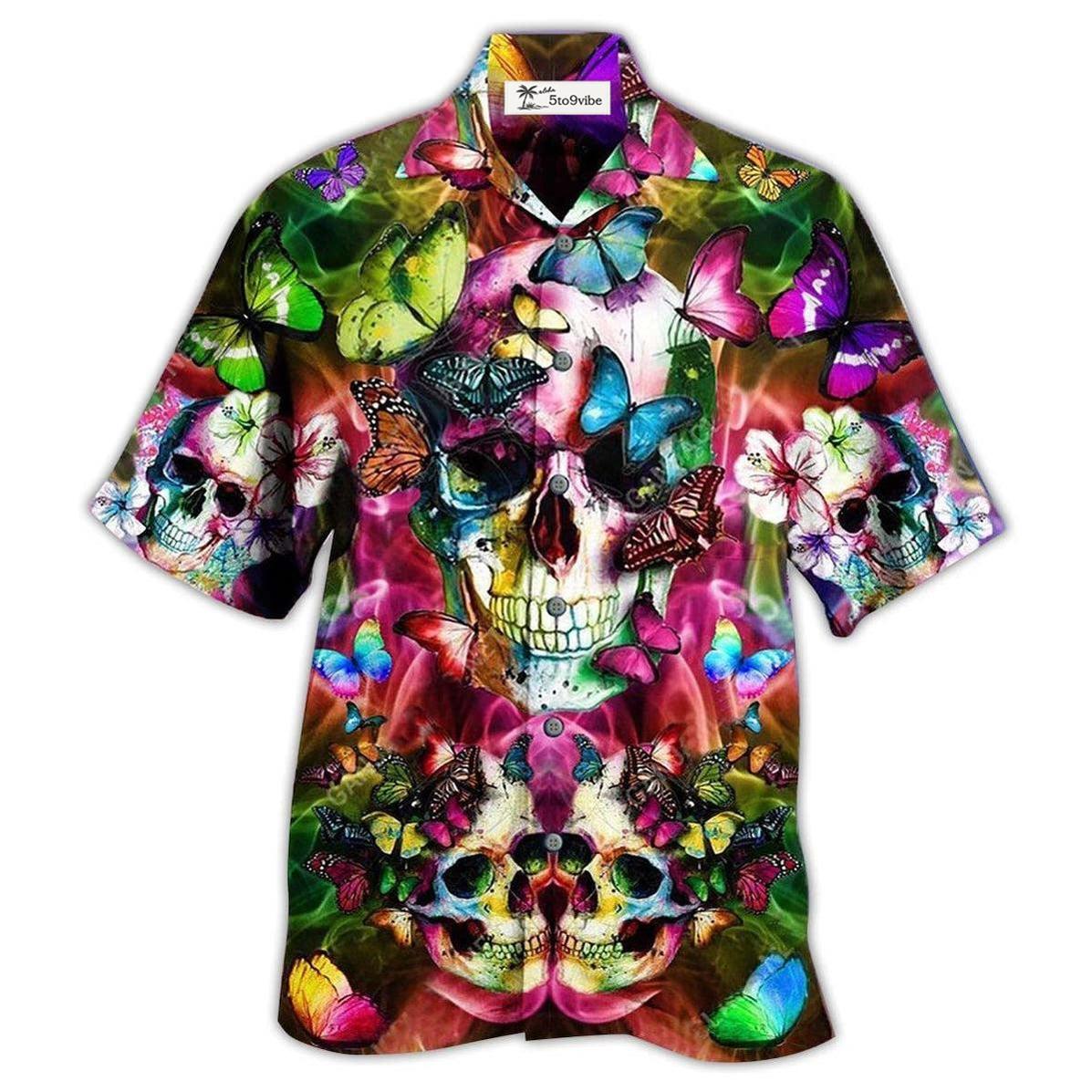 Hawaiian Shirt / Adults / S Skull Love Life Cool Floral - Hawaiian Shirt 