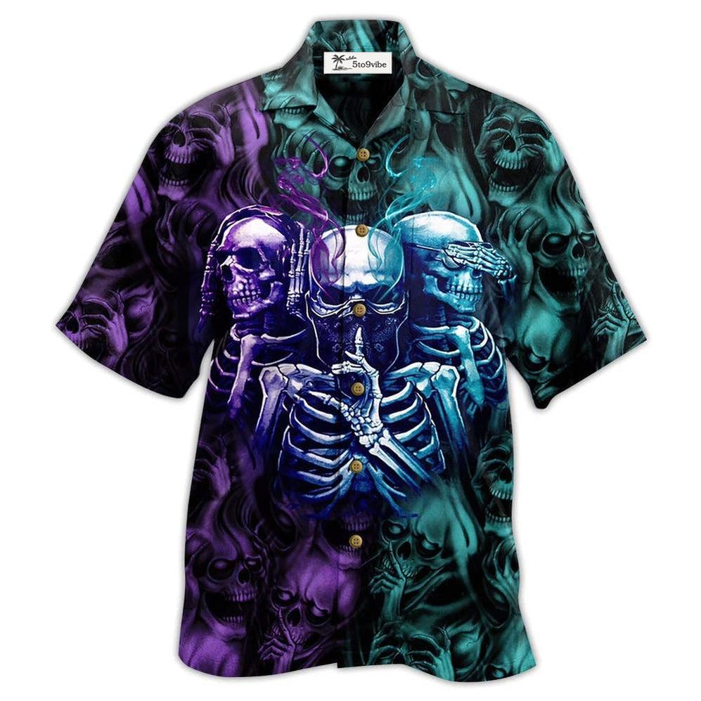 Hawaiian Shirt / Adults / S Skull Neither Hear Nor See - Hawaiian Shirt 