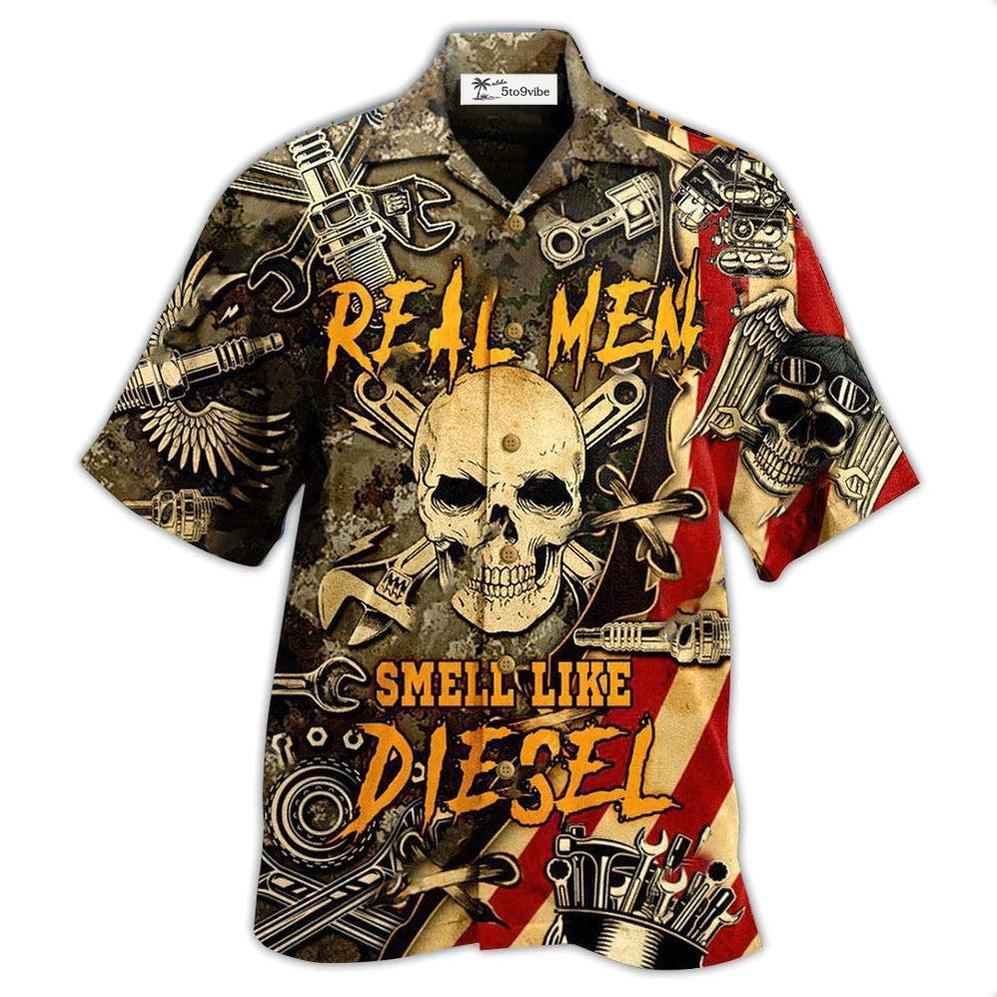 Hawaiian Shirt / Adults / S Skull Real Men Smell Like Diesel - Hawaiian Shirt 