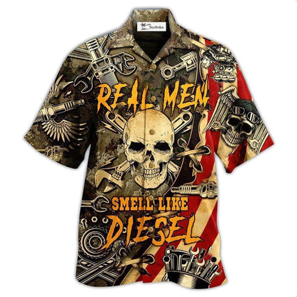 Hawaiian Shirt / Adults / S Skull Real Men Smell Like Diesel - Hawaiian Shirt 