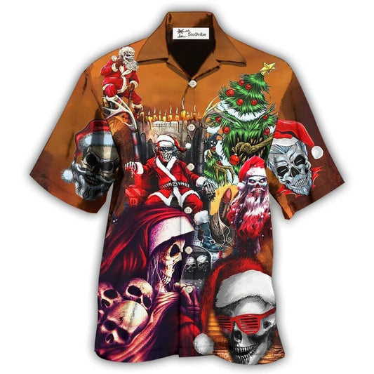 Hawaiian Shirt / Adults / S Skull Santa Claus Christmas Lovely - Hawaiian Shirt 