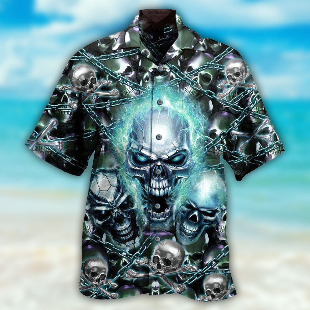 Skull Screaming Blue Style - Hawaiian Shirt 