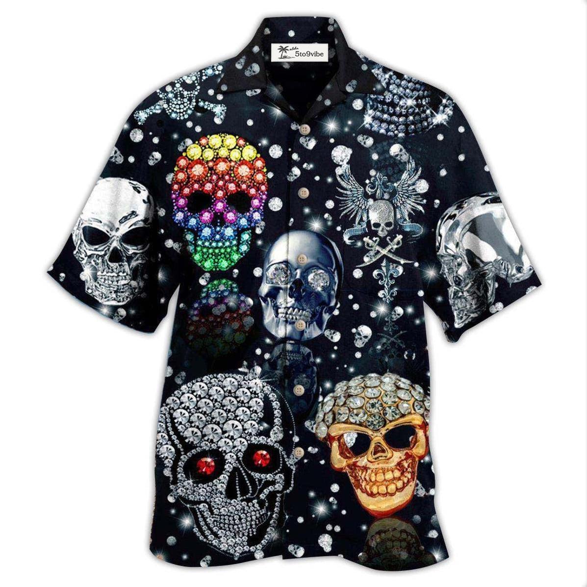Hawaiian Shirt / Adults / S Skull Shiny Diamond - Hawaiian Shirt 