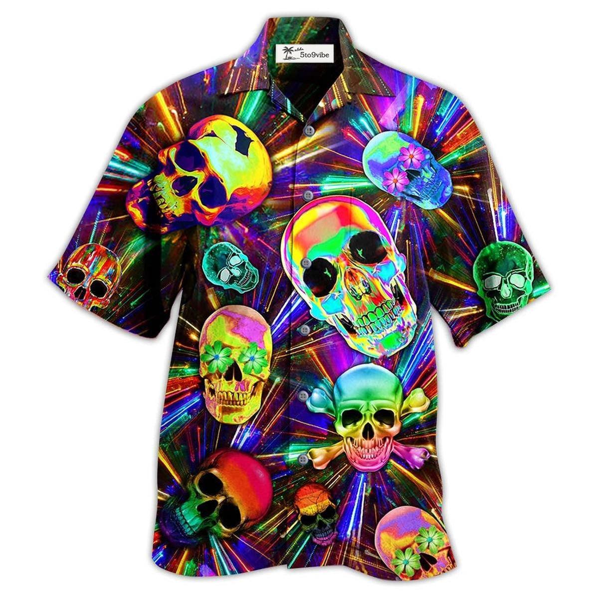 Hawaiian Shirt / Adults / S Skull Smile Happy And Fullcolor - Hawaiian Shirt 