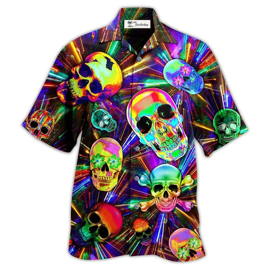 Hawaiian Shirt / Adults / S Skull Smile Happy And Fullcolor - Hawaiian Shirt 