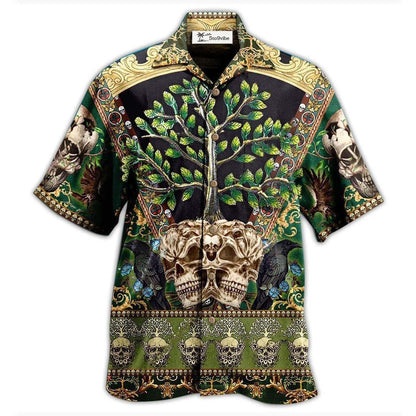 Hawaiian Shirt / Adults / S Skull Trees Style Love Green Cool - Hawaiian Shirt 