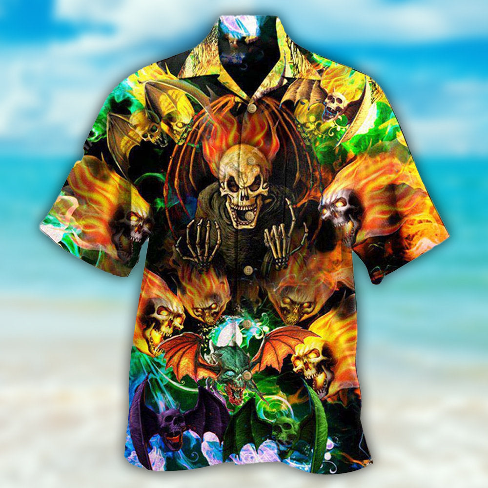 Skull With Bat Wings - Hawaiian Shirt 