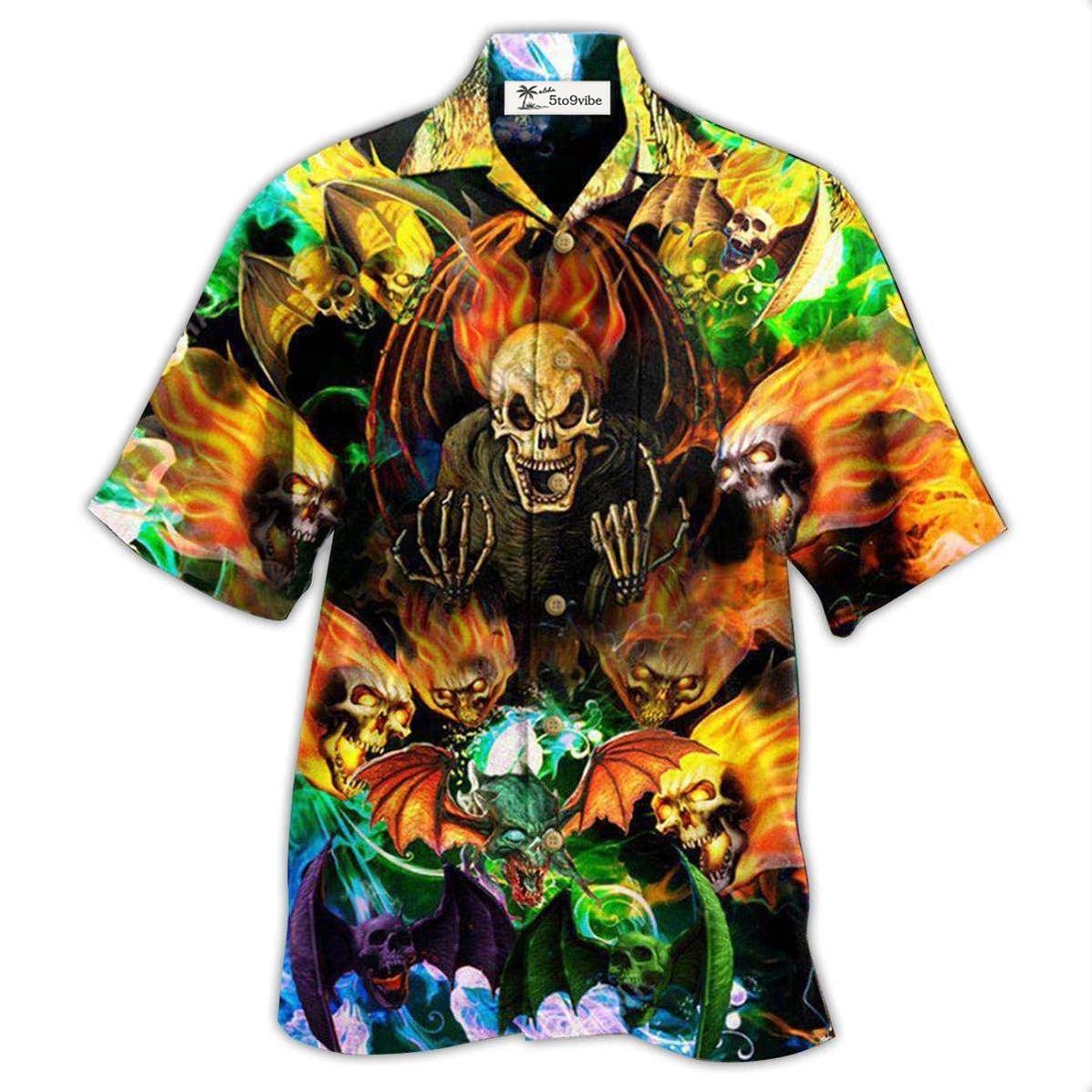 Hawaiian Shirt / Adults / S Skull With Bat Wings - Hawaiian Shirt 