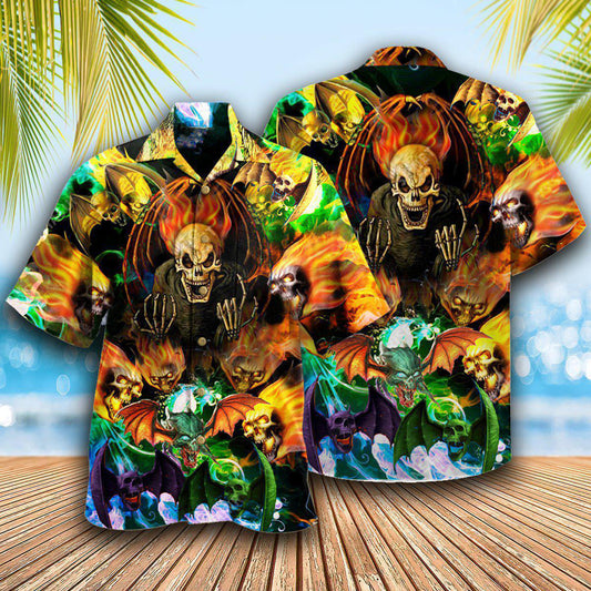 Skull With Bat Wings - Hawaiian Shirt 