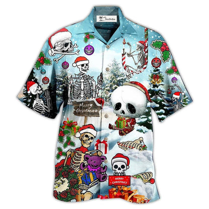 Hawaiian Shirt / Adults / S Skull Xmas Snow - Hawaiian Shirt 