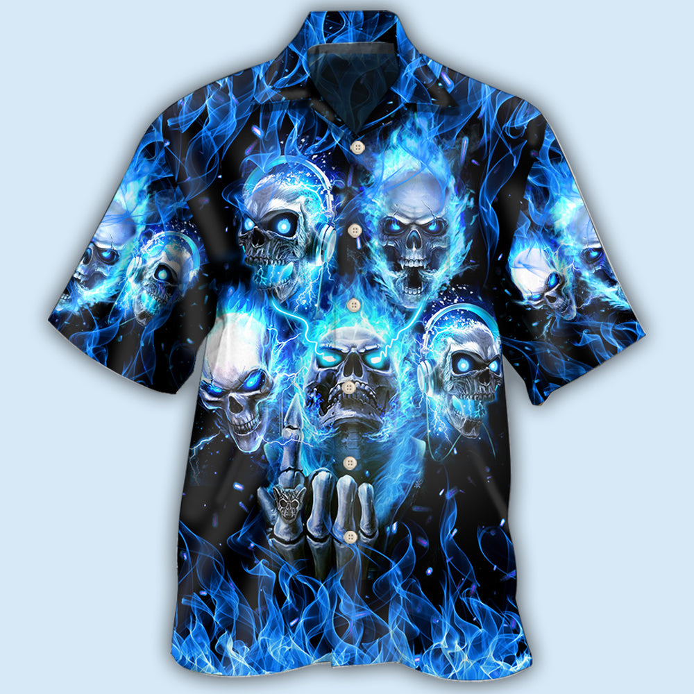 Skull Blue Skull Angry Style - Hawaiian Shirt 