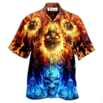 Hawaiian Shirt / Adults / S Skull Fire Burning Forever Fire And Water - Hawaiian Shirt 