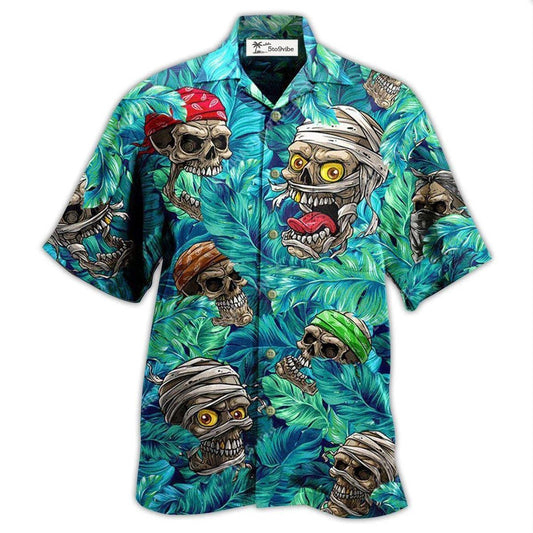 Hawaiian Shirt / Adults / S Skull Hide And Seek Tropical Leaf - Hawaiian Shirt 