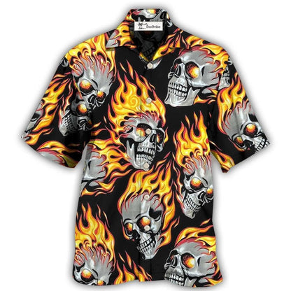 Hawaiian Shirt / Adults / S Skull On Fire - Hawaiian Shirt 