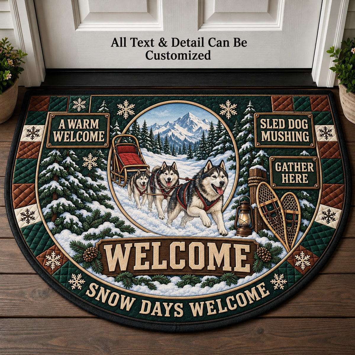 Sled Dog Mushing Personalized Half Round Mat | 5To9Vibe