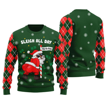 Sleigh All Day Santa Dancing North Pole Funny Christmas Sweater