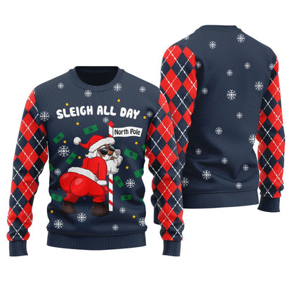 Sleigh All Day Santa Dancing North Pole Women's Ugly Christmas Sweater