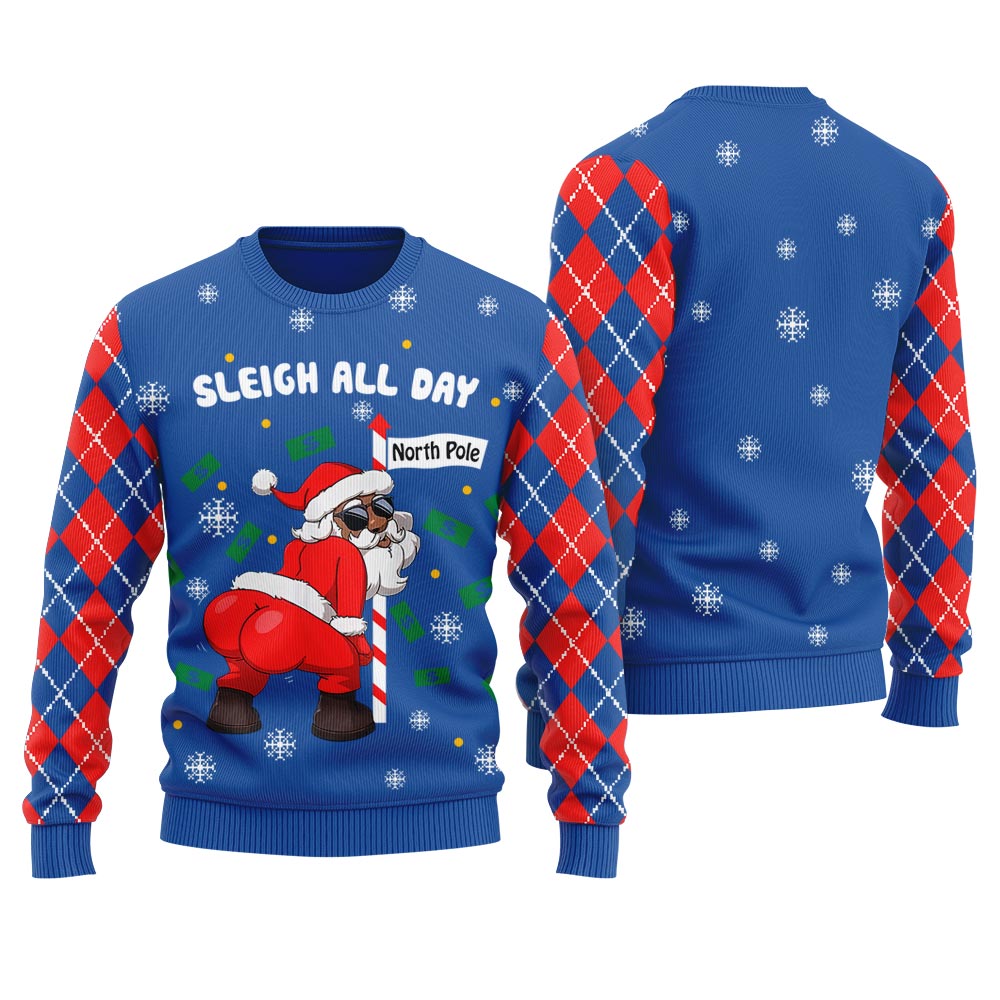 Sleigh All Day Santa Dancing North Pole Women's Ugly Christmas Sweater