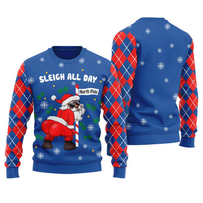 Sleigh All Day Santa Dancing North Pole Women's Ugly Christmas Sweater