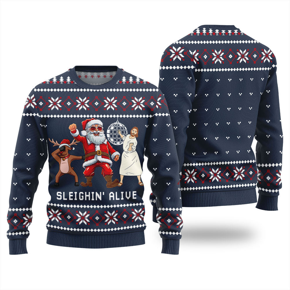 Funny Santa Sleign Mens Ugly Christmas Sweater