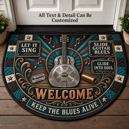 Slide Guitar Blues Personalized Half Round Mat | 5To9Vibe